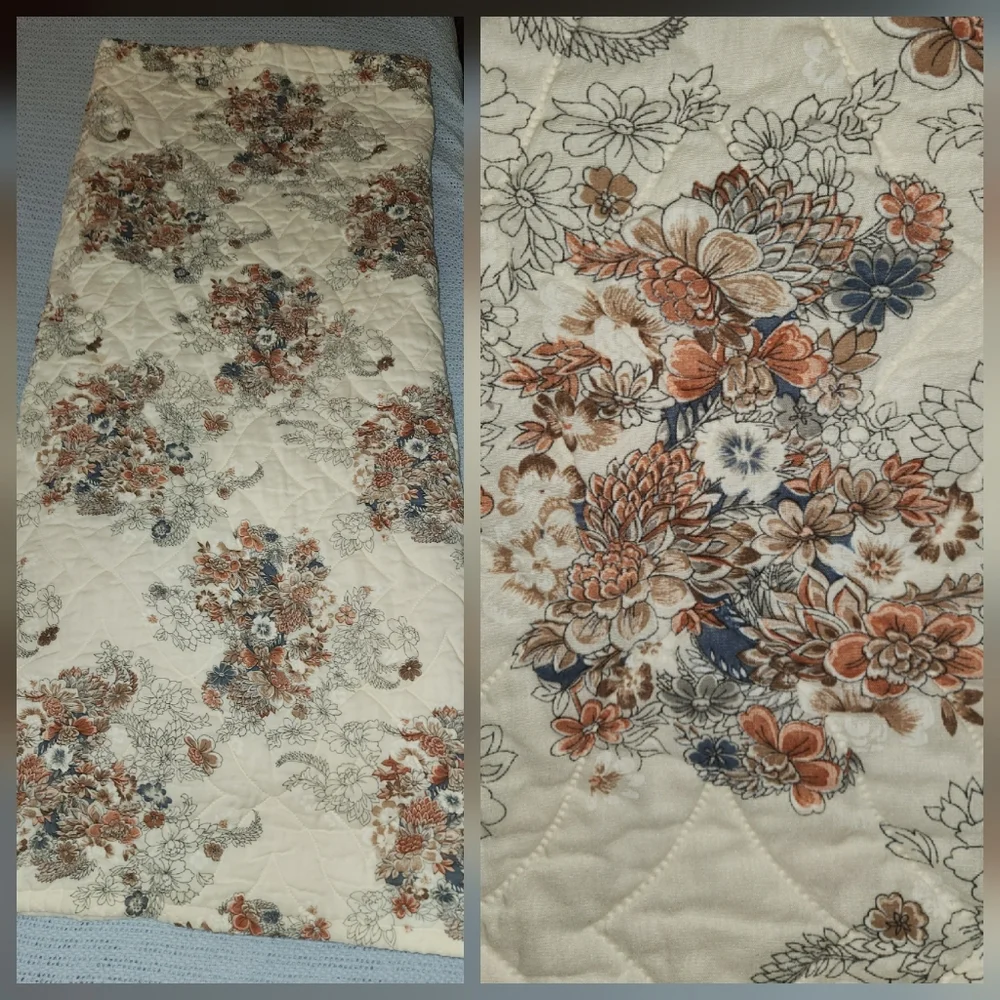 Vintage 1970s Floral Quilted Comforter by J.P. Stevens
